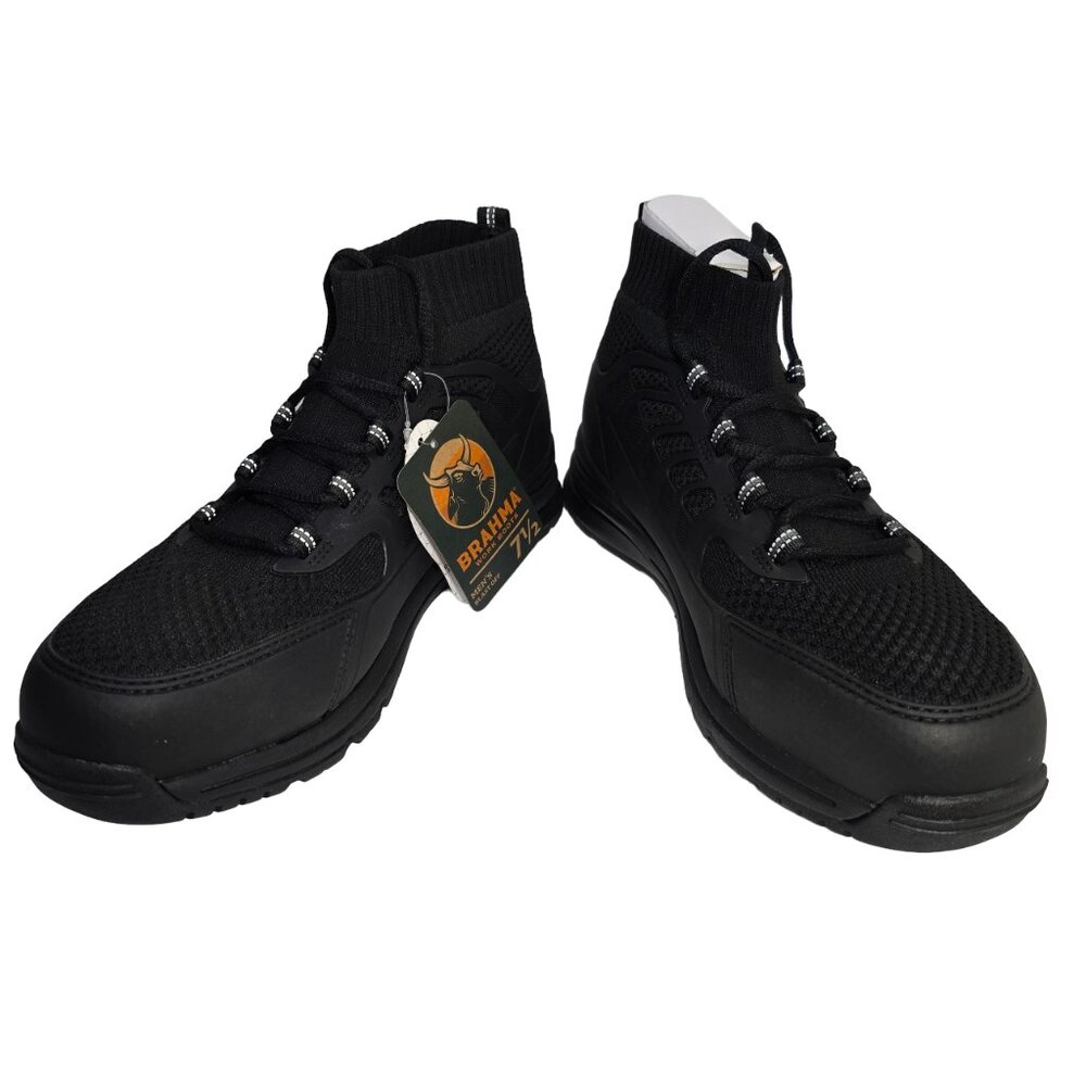 Brahma Steel Toe Work Shoes Slip Resistant Mens SZ 7.5 Black Blast Off Enduropro - Picture 7 of 9